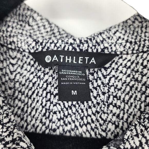 Athleta Braiden Shirt Jacket Black White Pocket Textured Athleisure Size Medium - Picture 2 of 4